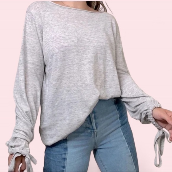 Zara Sweaters - Zara Knit Boat Neck Tunic Sweater Heather Gray Bow Tie Balloon Sleeves | M | GUC